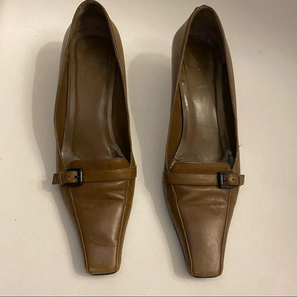 Gucci Brown leather Square Toe Low Heels - Picture 14 of 16